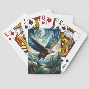 Baralho Mosaic Bear and Eagle in the Mountains Ai Art