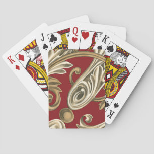 Baralho Motif Botânico Elegante com Folhagem Tan