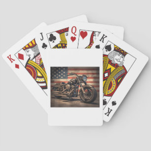 Baralho Motocicleta Bandeira EUA Biker Retro