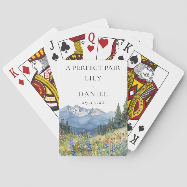 Baralho Mountain Floral Wedding Perfect Pair Favor (Verso)