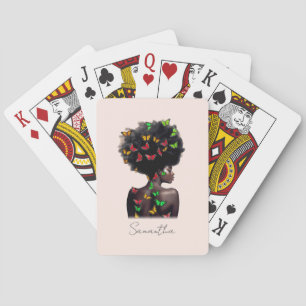 Baralho Mulher Afro-Americana com borboleta Preenchida Afr