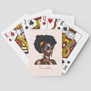Baralho Mulher afro-americana com óculos de sol chic