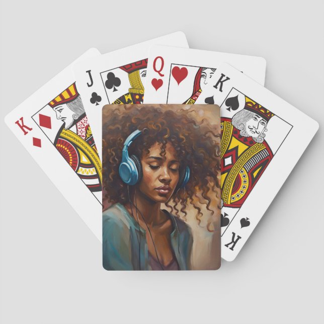Baralho Mulher afro-americana jogando cartas (Verso)