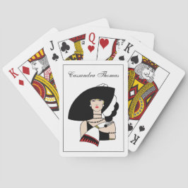 Baralho Mulher Art Déco Vintage Usando Luvas de Chapéu Col