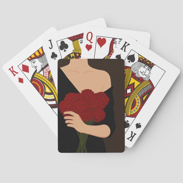 Baralho Mulher com Flores Vermelhas (Verso)