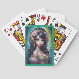 Baralho Mulher Elfa Fantasia Jogando Cartas