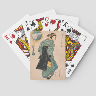 Baralho Mulher Kimono japonesa: Ukiyo-e Woodblock Impressã