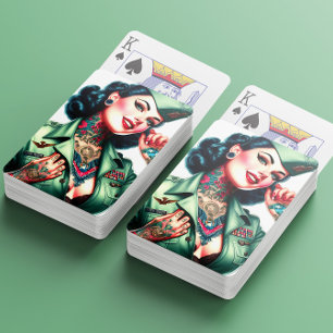 Baralho Mulher Militar Tatuada Vintage