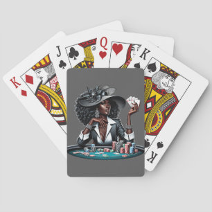 Baralho Mulher Negra Jogo Cartões Casino Cartões Poker Art