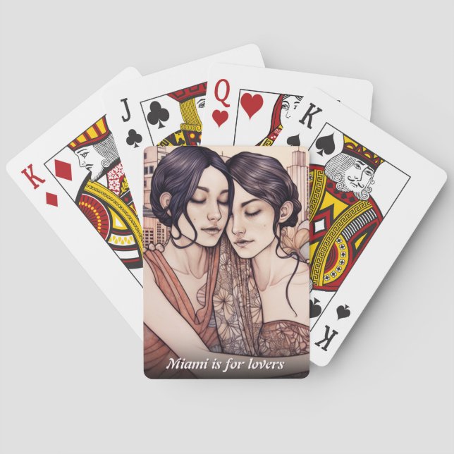 Baralho Mulheres Centros de Miami Curtindo Lésbicas Desenh (Verso)