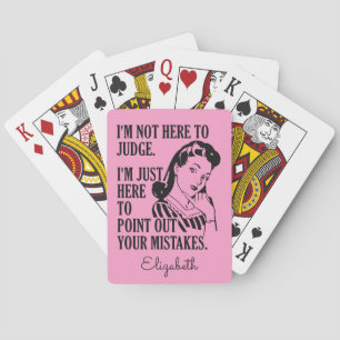 Baralho "Não aqui para julgar" a plataforma de cartão