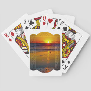 Baralho Nascer do sol do oceano refletido no design quadro