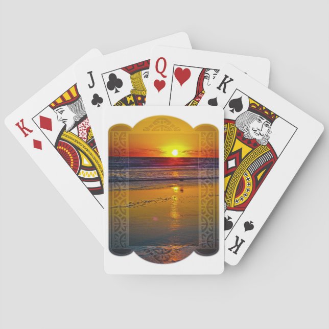 Baralho Nascer do sol do oceano refletido no design quadro (Verso)
