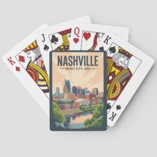 Baralho Nashville Tennessee Skyline Viagem Arte Vintage