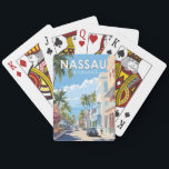 Baralho Nassau Bahamas Viagem Art Vintage<br><div class="desc">Nassau retro vetor viagem design. Está na ilha de Nova Providência,  com a vizinha Ilha do Paraíso acessível através das pontes de Nassau Harbour.</div>