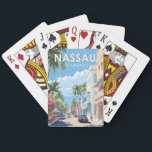 Baralho Nassau Bahamas Viagem Art Vintage<br><div class="desc">Nassau retro vetor viagem design. Está na ilha de Nova Providência,  com a vizinha Ilha do Paraíso acessível através das pontes de Nassau Harbour.</div>
