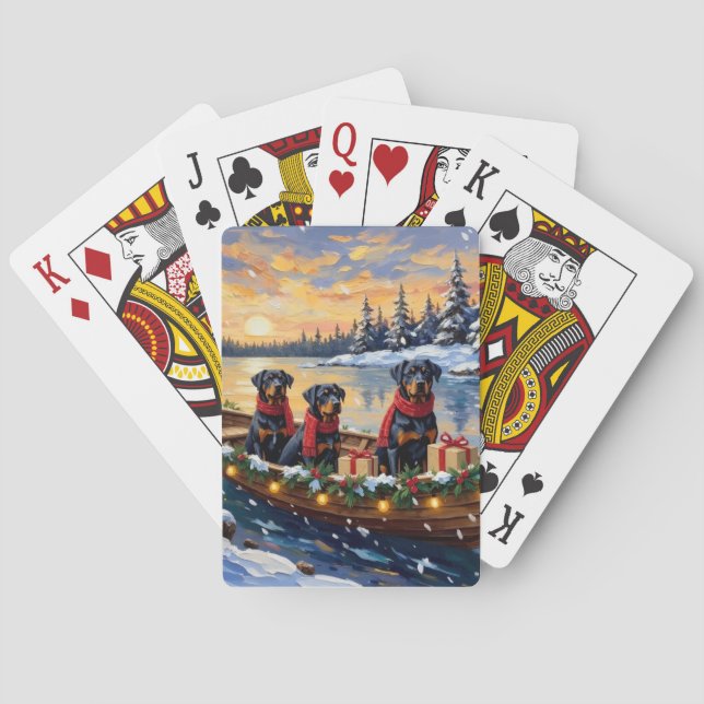 Baralho Natal de barco de Rottweiler (Verso)