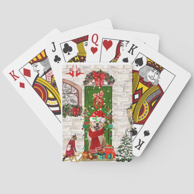Baralho Natal do Cão de Retriever do ouro (Verso)