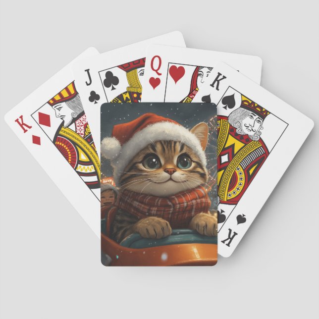 Baralho Natal do Gato Bengal na Montanha-Russa (Verso)
