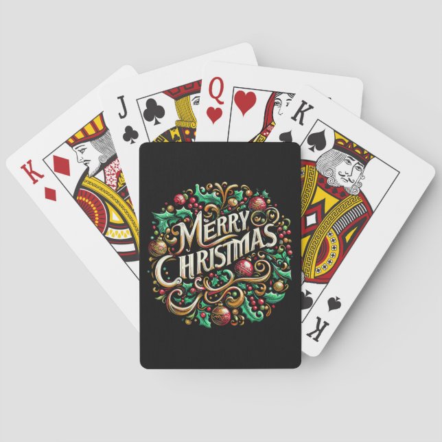 Baralho Natal Feliz Natal Manhã Feriado Fofo (Verso)