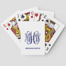 Navy 3 Monograma Inicial de Vinheta em Script DIY