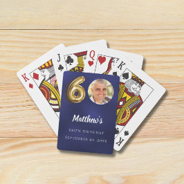 Baralho Navy blue gold 60th photo birthday party