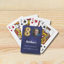 Baralho Navy blue gold 80th photo birthday party