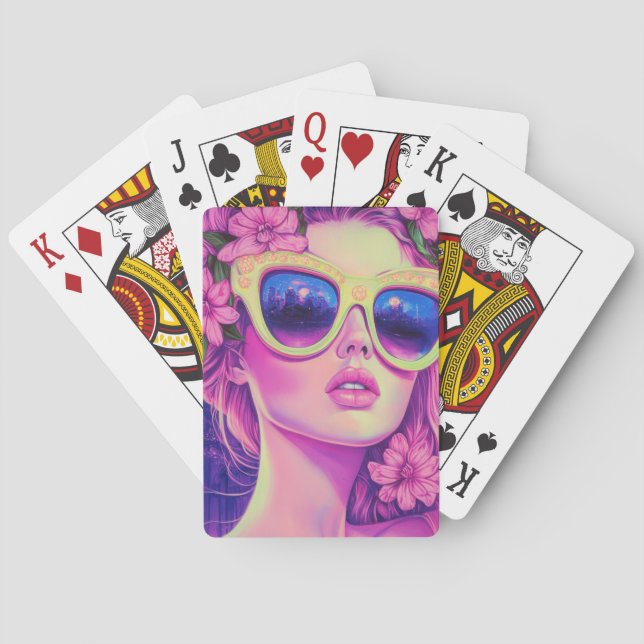 Baralho Neon Dream Girl com óculos de sol florais (Verso)