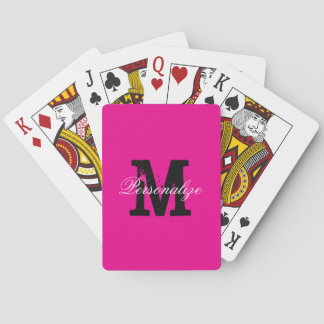 Baralho Neon pink custom monogrammed playing cards