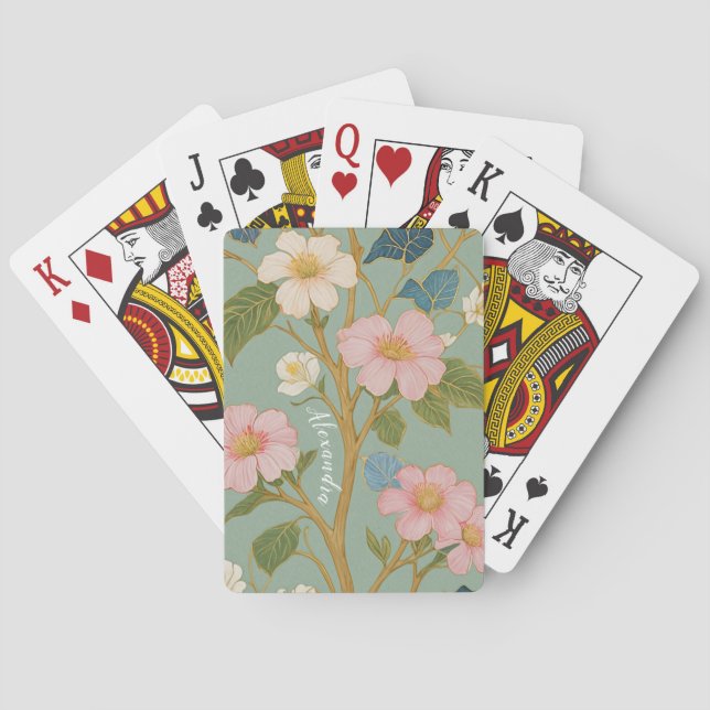 Baralho No Flor: Ramificação de Pastel com Flores Rosa (Verso)