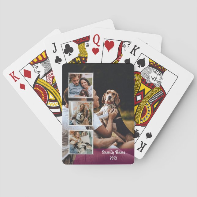 Baralho Nome da família de colagem de fotos Trendy 4 Nome  (Verso)