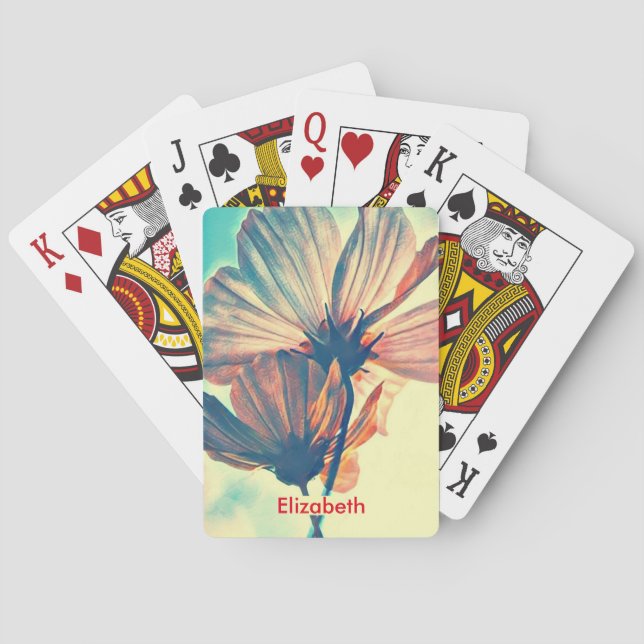 Baralho Nome da Flor do Cosmos Rosa (Verso)