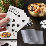 Baralho Nome das iniciais do monograma de prata<br><div class="desc">Um fundo metálico falso prateado. Personalize e adicione suas iniciais e nome do monograma. Letras brancas modernas em bloco.</div>