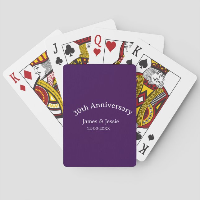 Baralho nome data do 30º aniversário de casamento roxo sim (Verso)