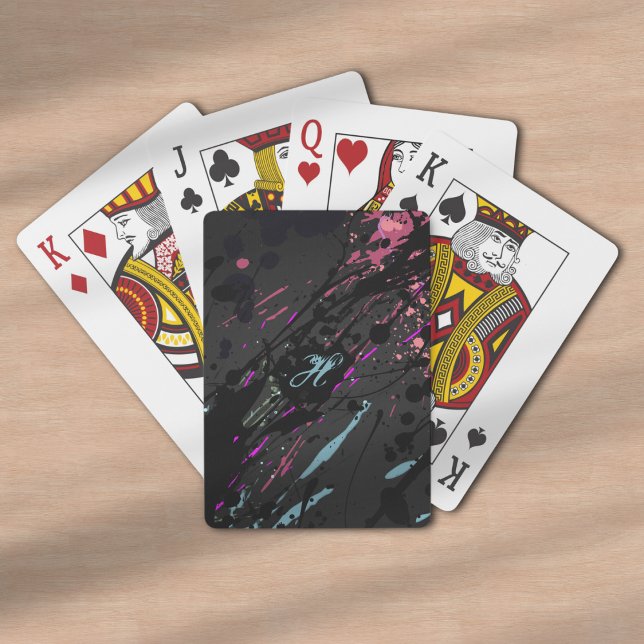 Baralho Nome do Monograma do Splatter de Tinta Moderna do  (Criador carregado)