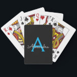Baralho Nome do Monograma Girly de Script Preto Azul<br><div class="desc">Cartões de Reprodução de Nome de Script Simples Preto e Azul Isto faz o doce e perfeito aniversário de 16 anos,  casamento,  chá de panela,  aniversário,  chá de fraldas ou festa de solteira presente para alguém que ama luxo de luxo e estilos quíticos.</div>
