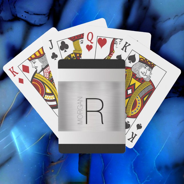 Baralho Nome do Monograma, Texto da Cinza Negra, Prata Bru (Criador carregado)