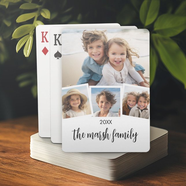 Baralho Nome do Script de Colagem de Fotos 4 na Moda Branc (Custom Poker Playing Cards)