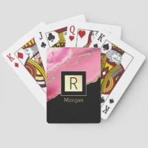 Nome & Monograma Preto & Dourado Caixa Rosa & Dour