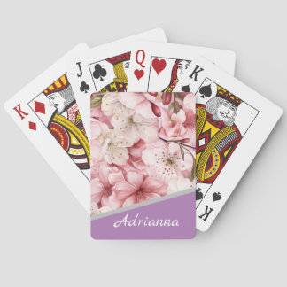 Baralho Nome personalizado Cherry Blossom Pink Garden