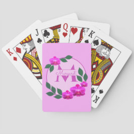 Baralho Nome personalizado da vintagem floral rosa, cor-de