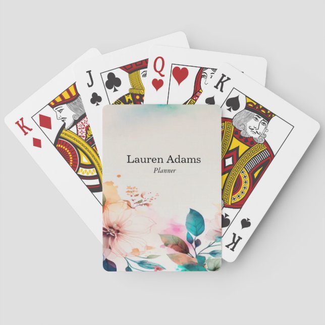 Baralho Nome personalizado das flores aquáticas cor pastel (Verso)