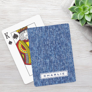 Baralho Nome personalizado de denim azul