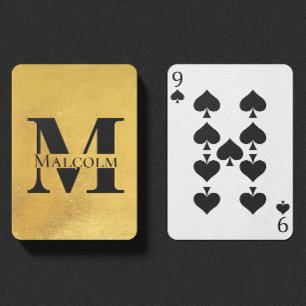 Baralho Nome Personalizado do Monograma Personalizado Dour