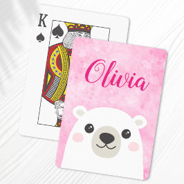 Baralho Nome personalizado do urso polar, cor-de-rosa