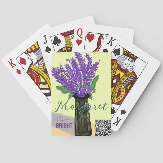 Baralho Nome Personalizado e Buquê de Lavanda de Texto (Verso)