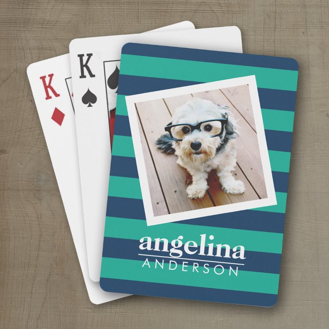 Baralho Nome personalizado e foto de padrão distribuído co (Personalized playing cards)