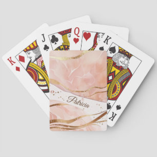 Baralho Nome personalizado Luxury Marble Rosa