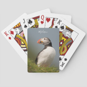 Baralho Nome personalizado Puffin cartas de jogar