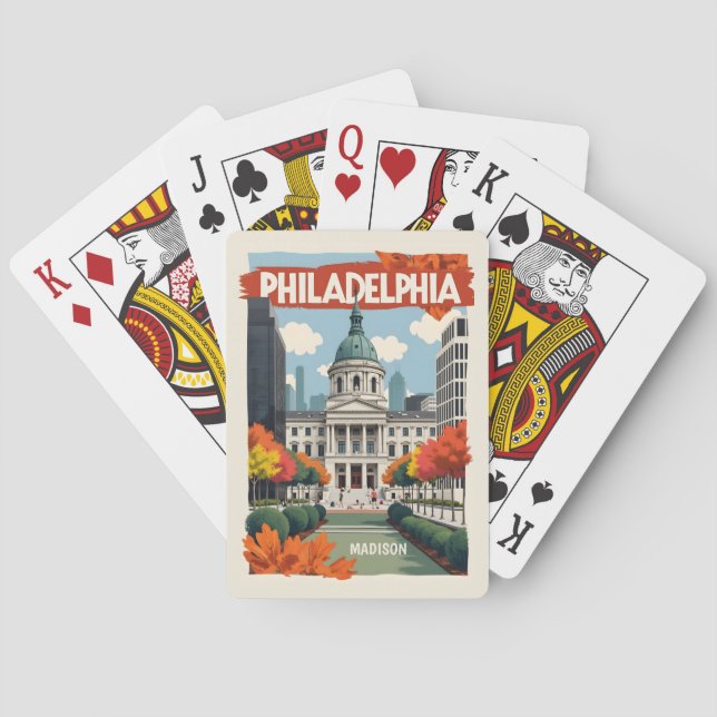 Baralho Nome Personalizado Retro Philadelphia (Verso)
